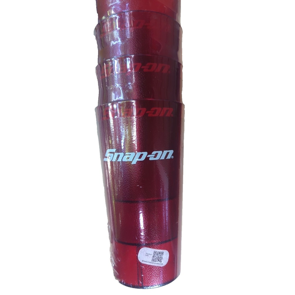 NWT Set of 4 Snap-On Large 32 oz Red Promotional Plastic Texture Tumbler Glasses